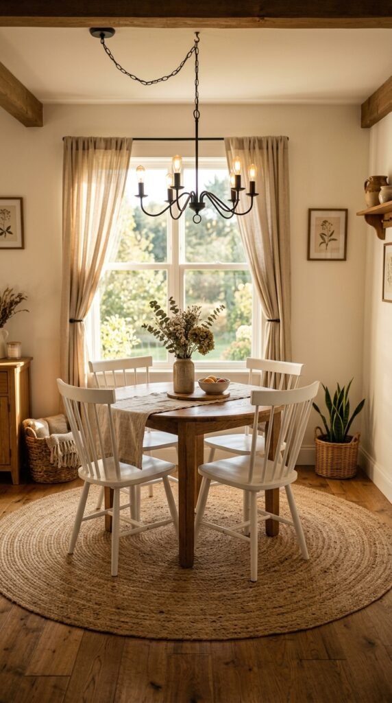 Use a Jute or Sisal Rug to Define the Dining Zone
