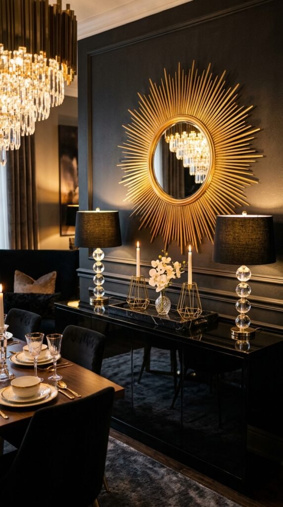 Glam and Luxe Buffet Table Decor for a Sophisticated Dining Room