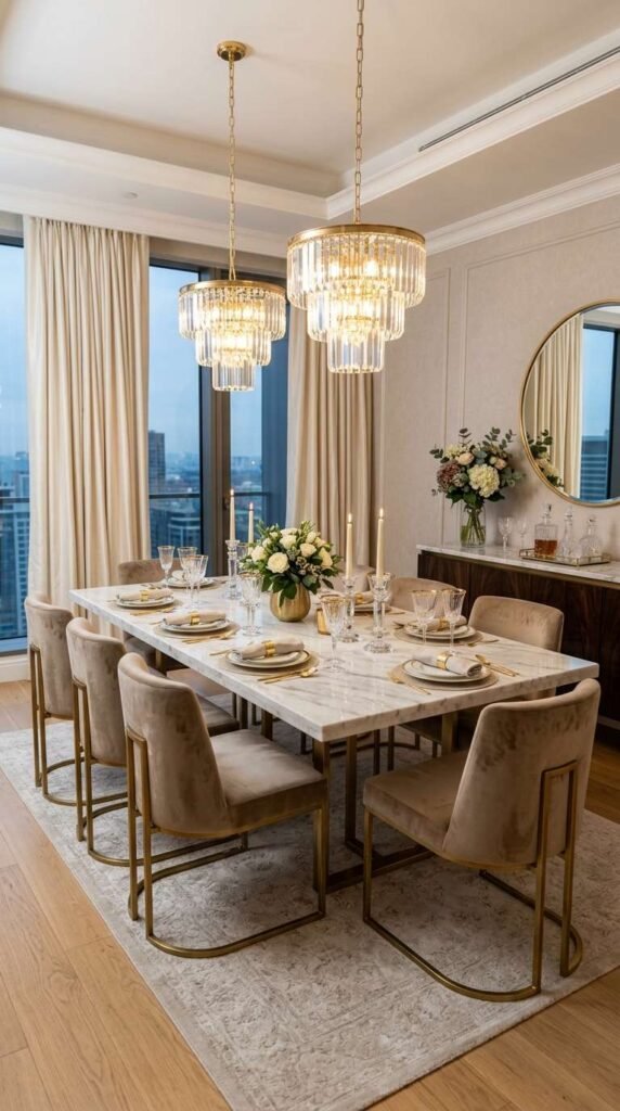 Luxury Marble Apartment Dining Room Decor