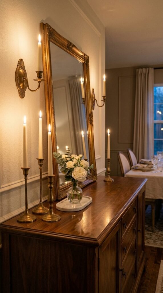 Candle Holders and Taper Candle Buffet Decor for an Elegant Touch