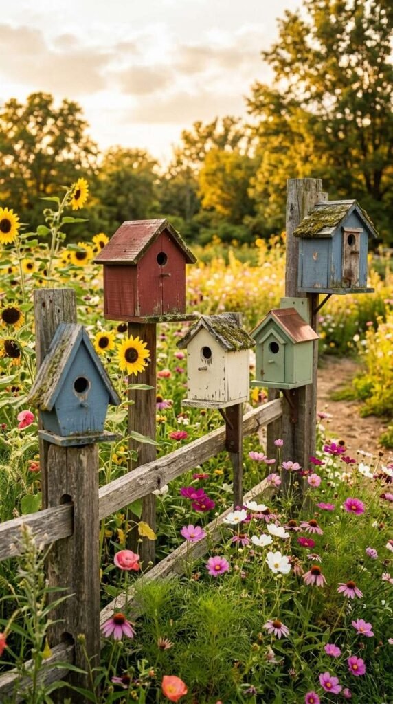 A Rustic Birdhouse Village That Brings Life and Charm to Your Garden