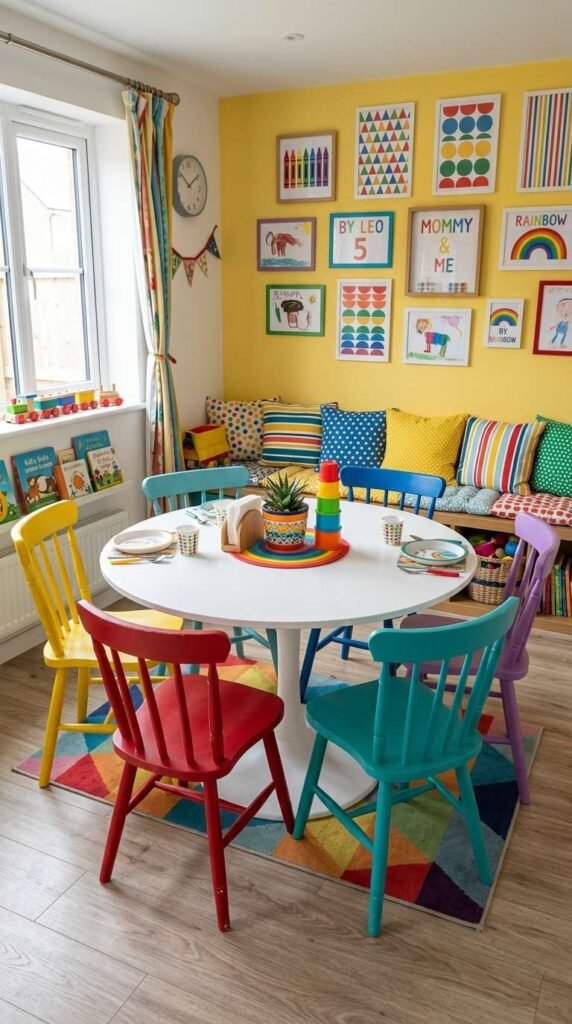 Kids Friendly Colorful and Playful Dining Room