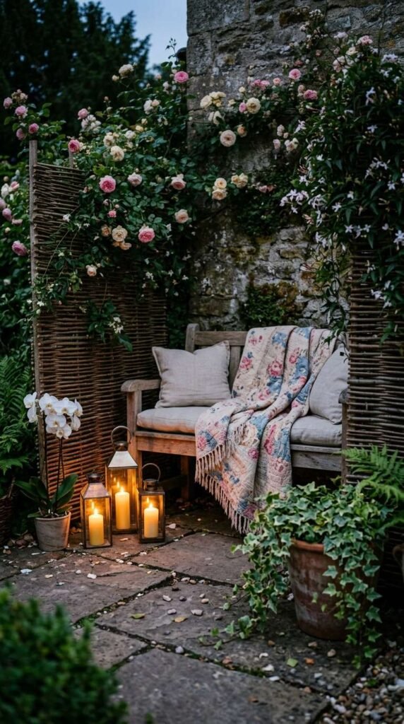 A Lantern-Lit Garden Nook for the Most Magical Outdoor Living Decor
