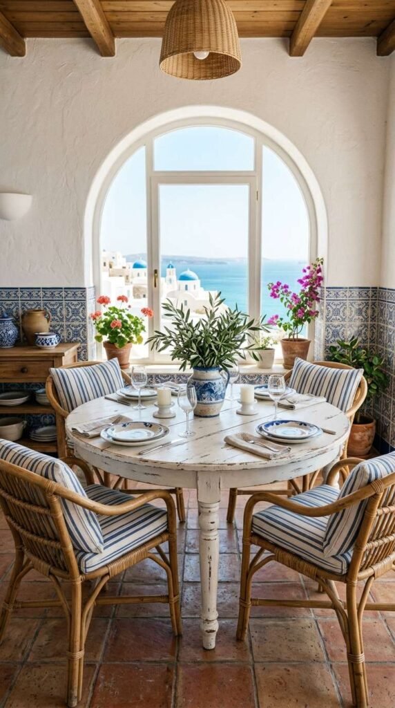 Mediterranean Blue and White Dining Oasis