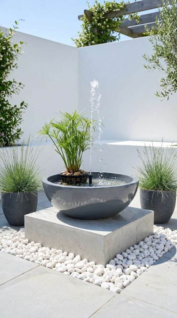 Solar-Powered Fountain Pond