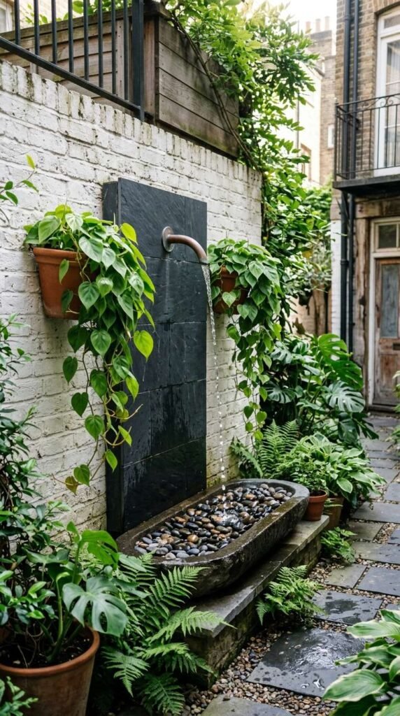 Vertical Wall Water Feature for Narrow Gardens