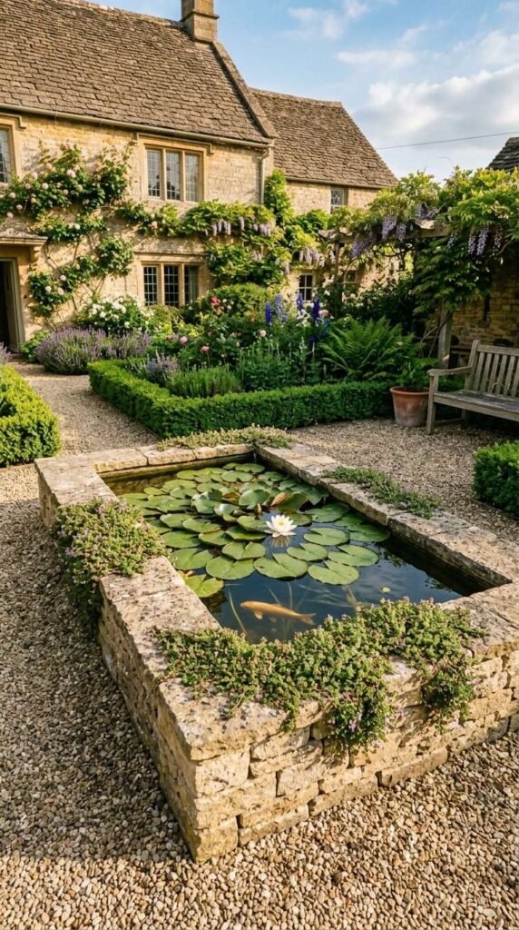 Raised Stone Pond Bed With Natural Edging