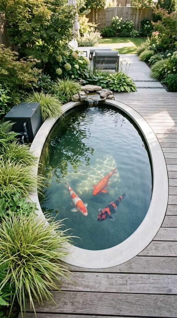 Container Water Garden With Fountain and Plants