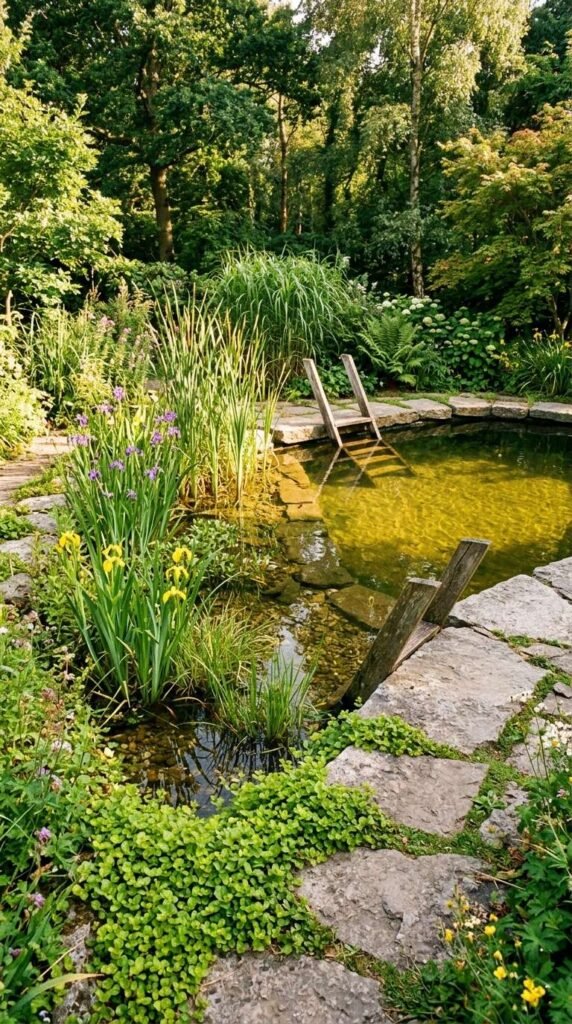 Natural Swimming Pond Adapted for Small Gardens