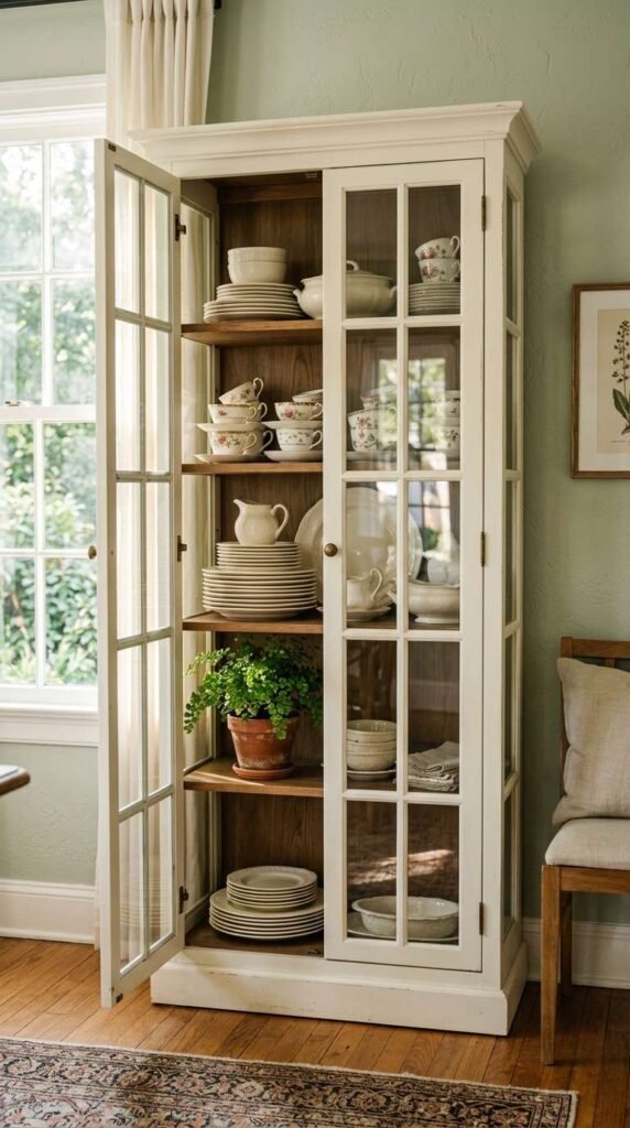 A Glass-Front China Cabinet Display
