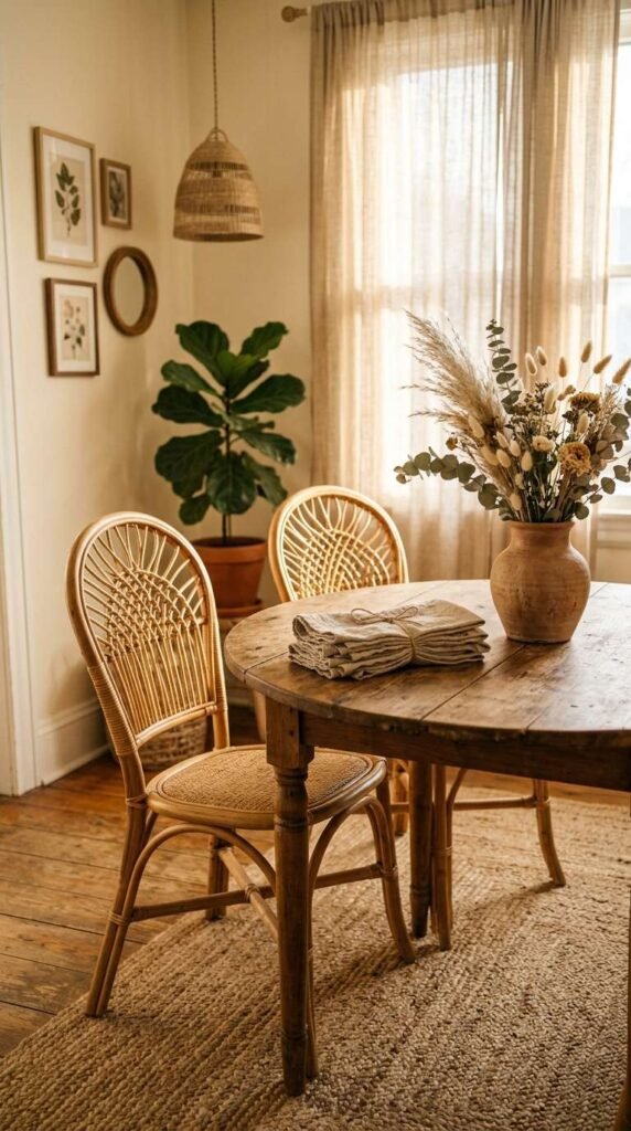 Rattan Chairs Bring Instant Boho Dining Room Decor