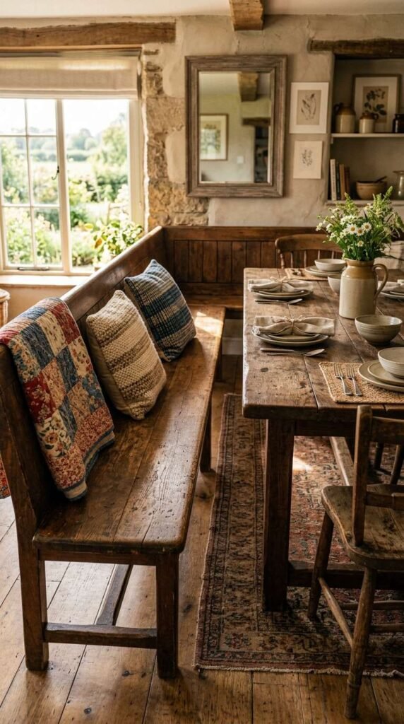 Distressed Wood Bench