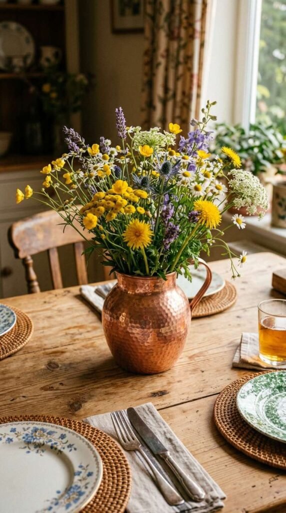Copper Vase Wildflower Centerpiece