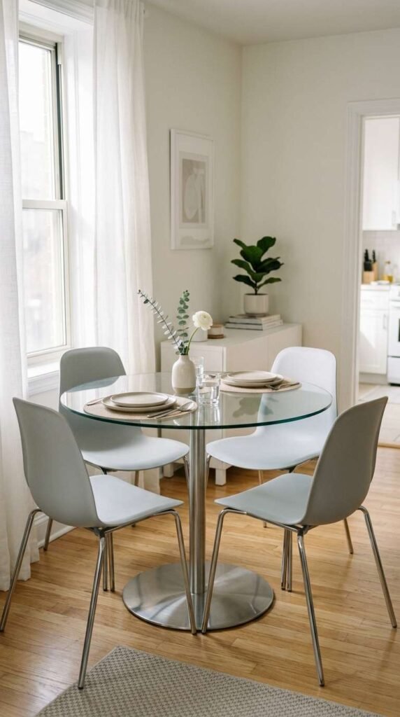 Glass-Top Table for Visual Lightness