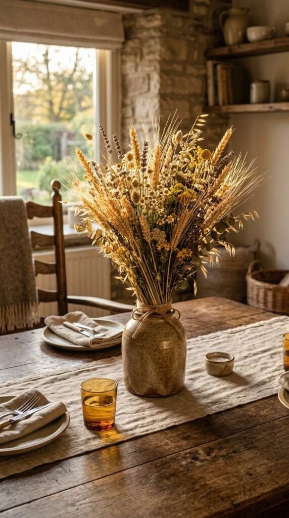Dried Wheat and Wildflower Bouquet