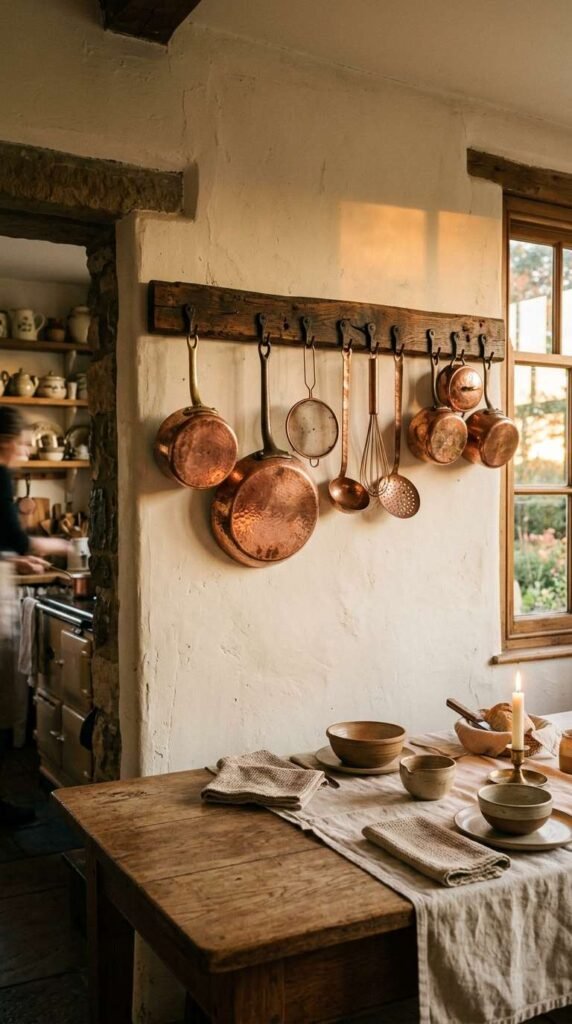 Copper Utensil Wall Display