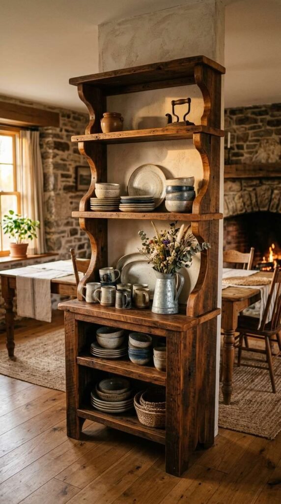 Rustic Wood Hutch with Corbels
