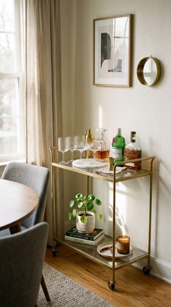 Compact Bar Cart for Extra Storage
