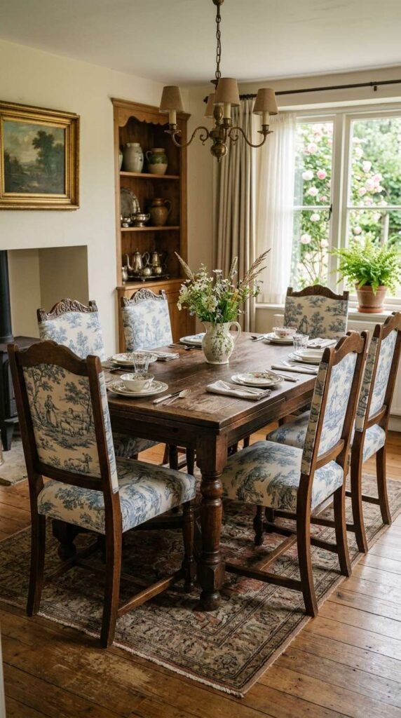 Damask or Toile Patterned Upholstery