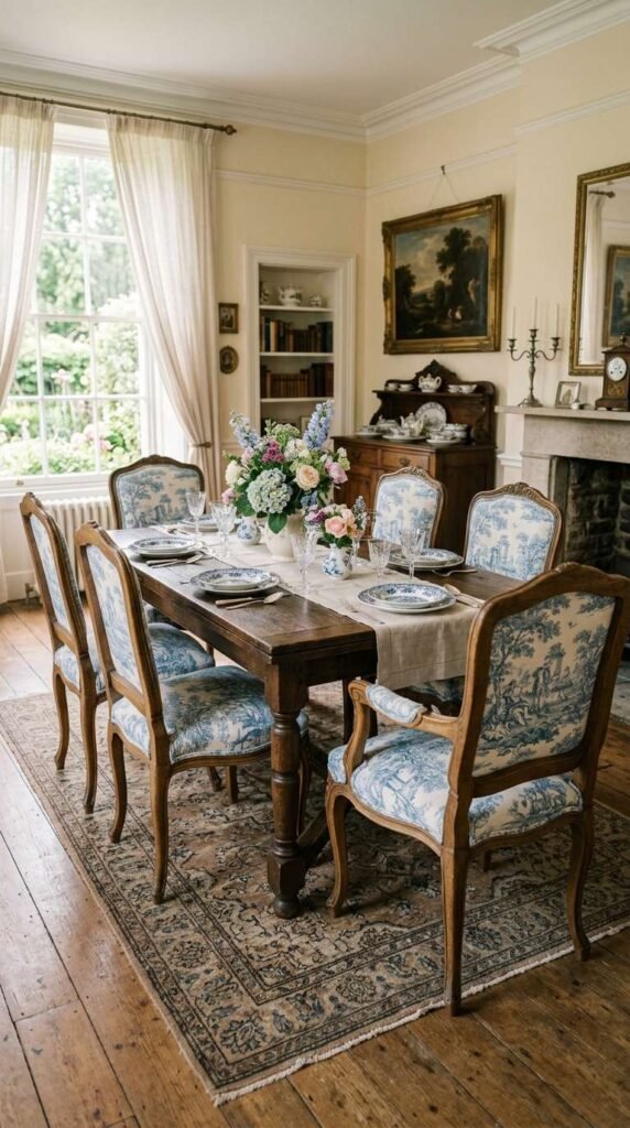 Damask or Toile Patterned Upholstery