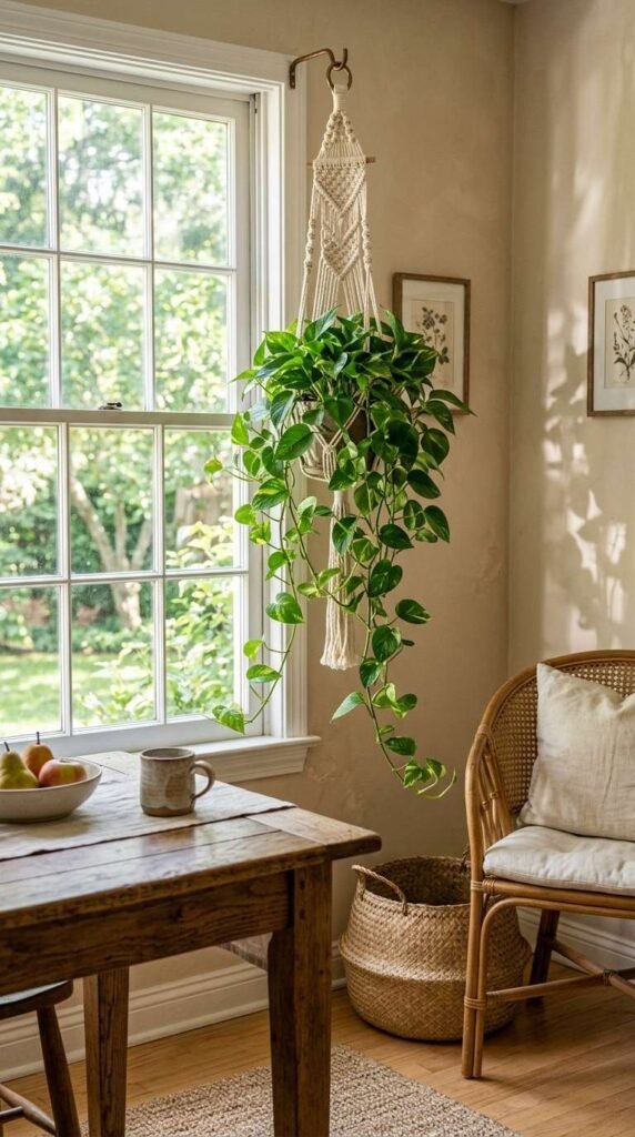 Hanging Plants Near the Table