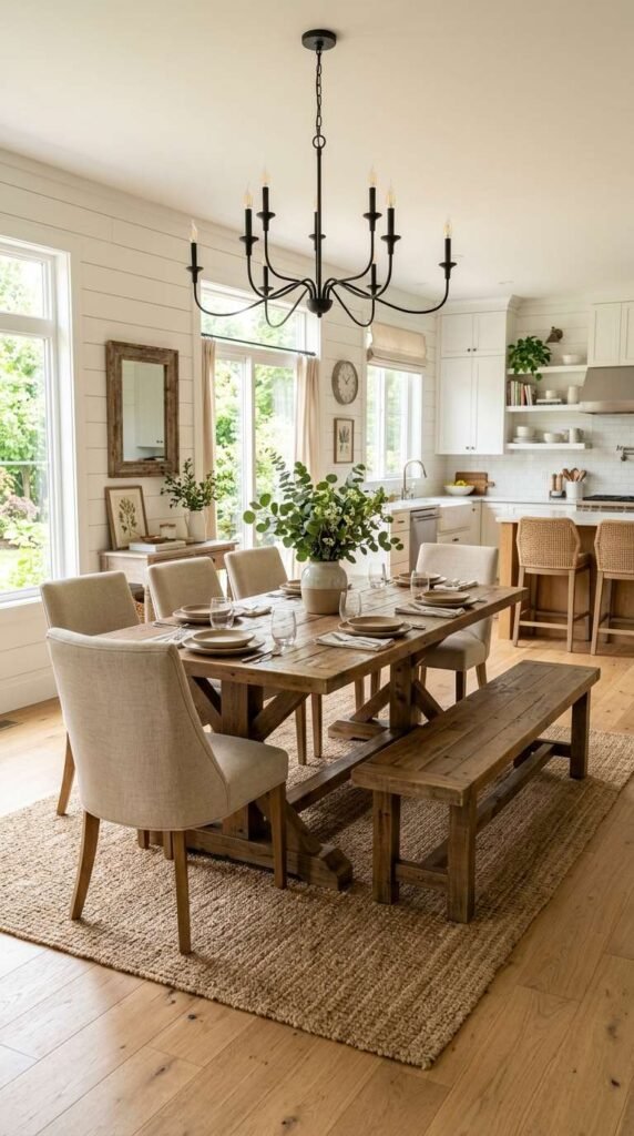 Farmhouse Open-Concept Dining Room Ideas