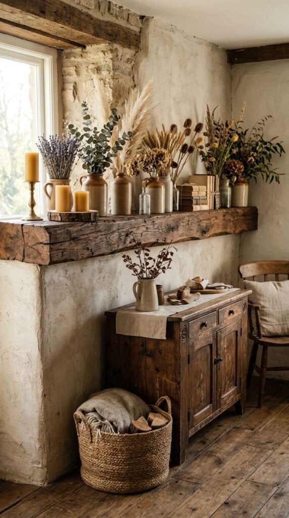 Rustic Beam Mantel Shelf