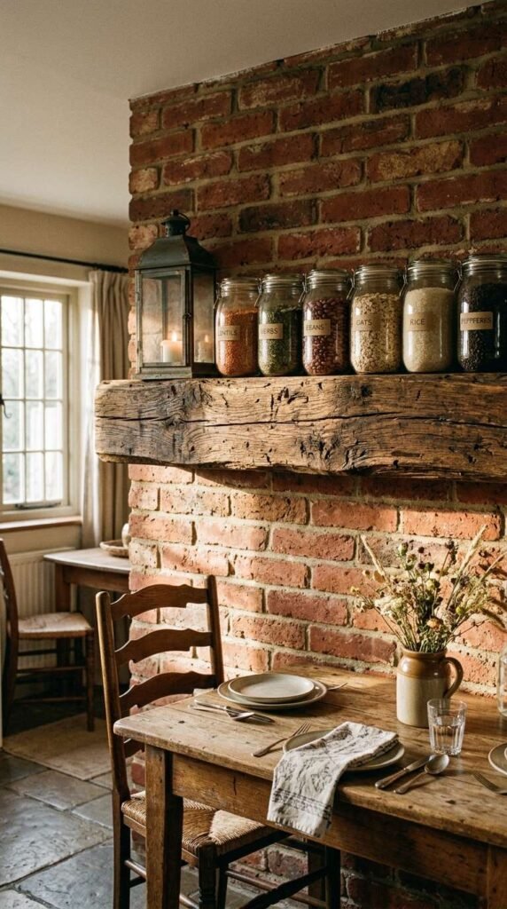 Rustic Wood Beam Shelf
