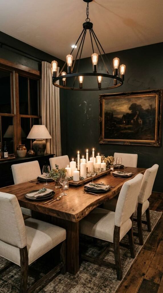 Dark Moody Farmhouse Dining Rooms