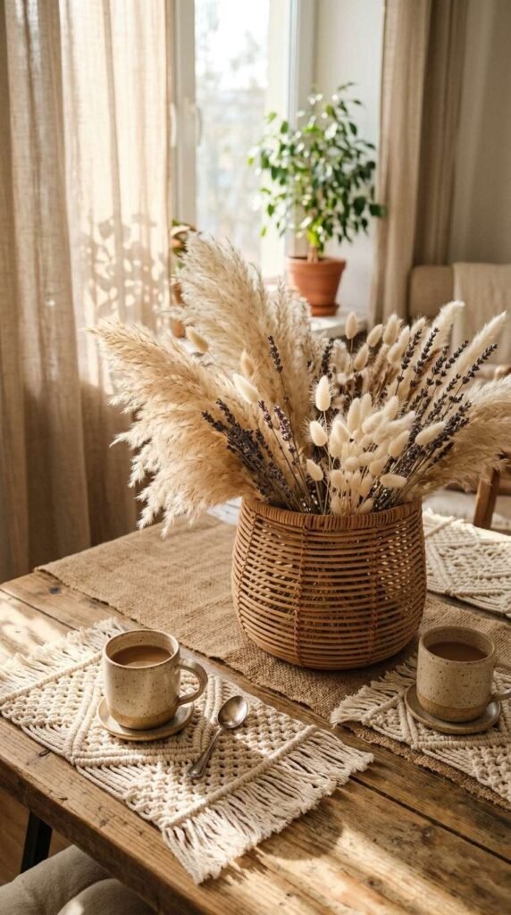 Boho Woven Basket Display