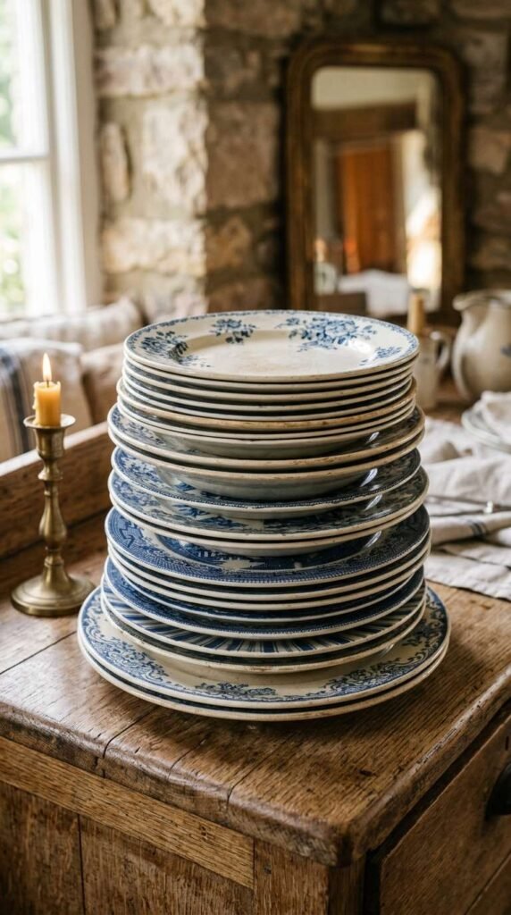 Stacked China and Dishware Display