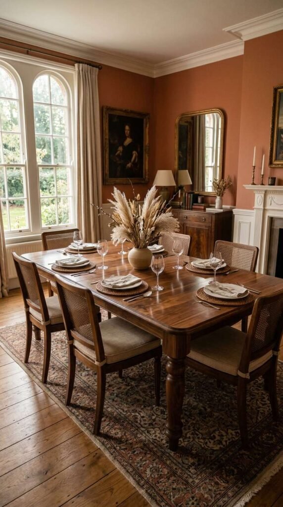  A Rich Wood Dining Table as the Anchor