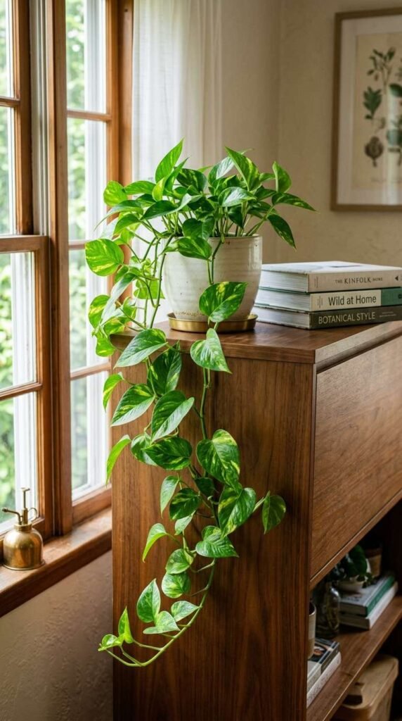 Botanical Greenery on Top of the Cabinet