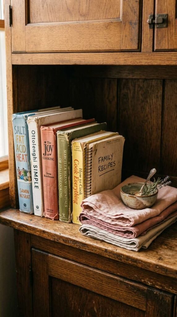 Cookbook and Linen Storage