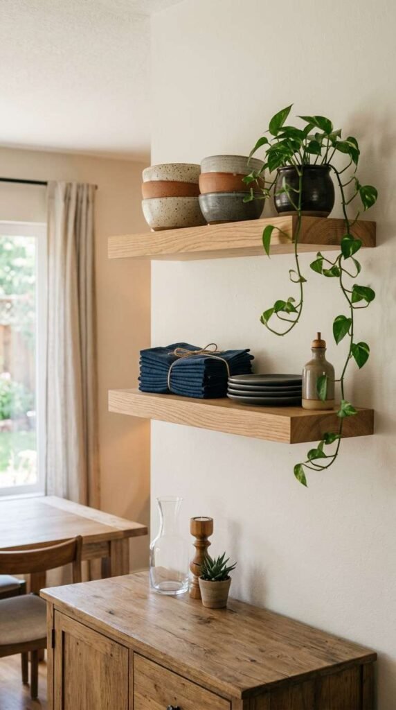 Floating Wood Shelves