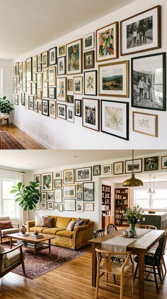 Gallery Wall Bridging Both Spaces