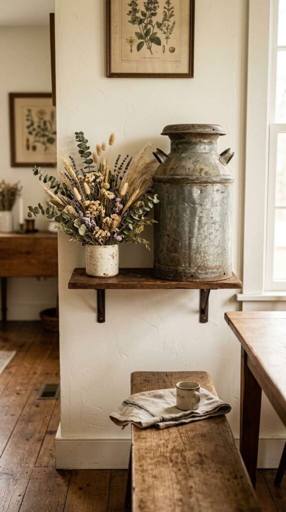 Vintage Milk Can Wall Vignette