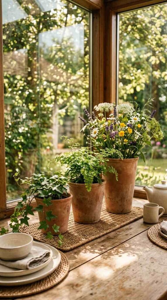 Terracotta Pot Trio Centerpiece