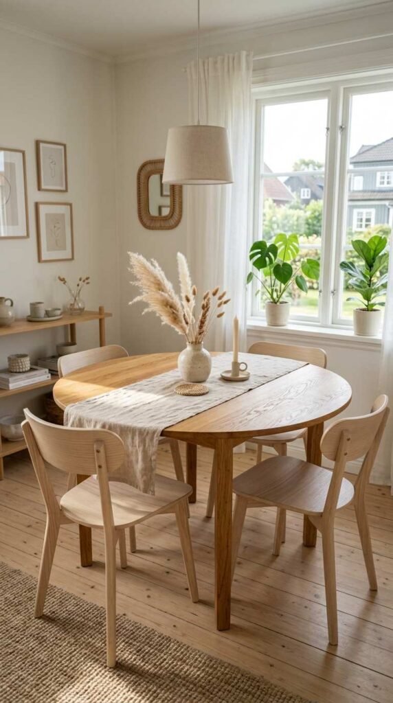 Light Wood Dining Table for Scandinavian Dining Room Decor