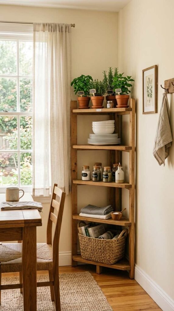 A Corner Shelf Unit Uses Every Inch
