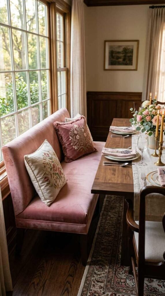 A Pink Upholstered Bench