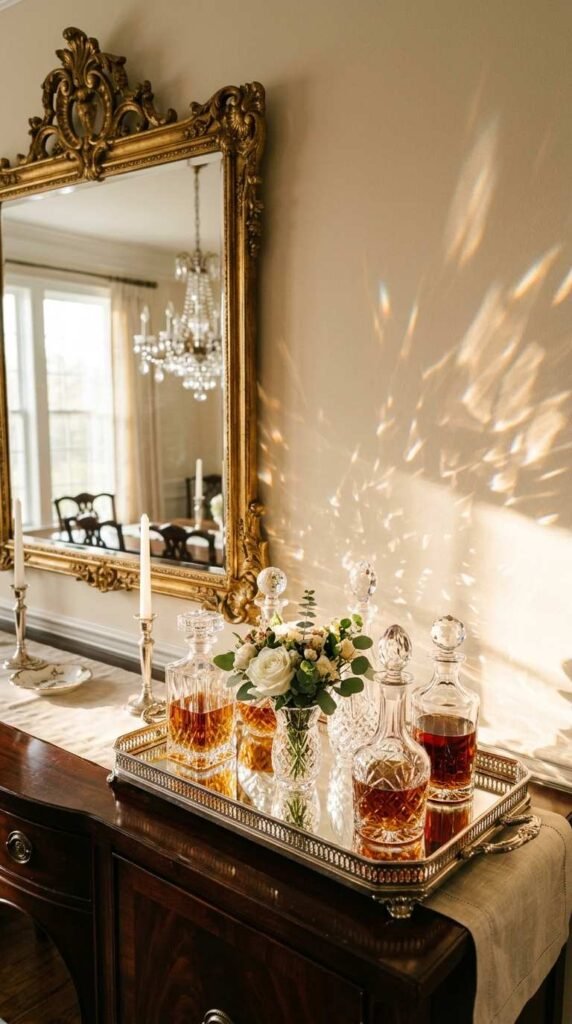 Mirrored Tray on a Buffet