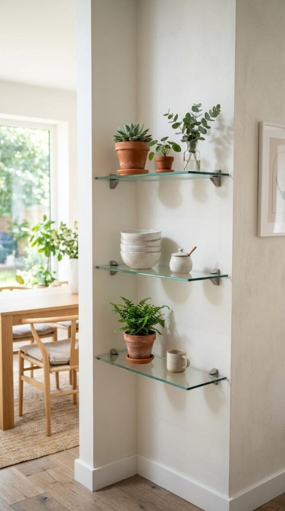 Glass Shelves for an Airy Feel