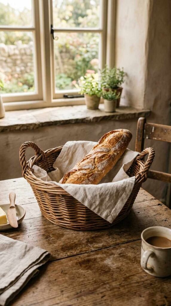 A Woven Bread Basket Display