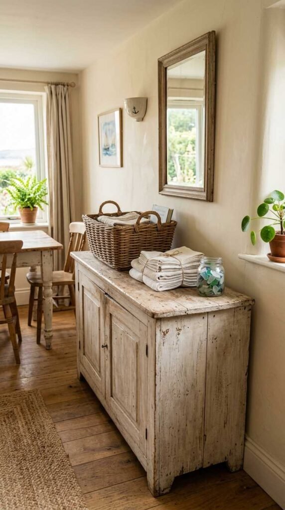 A Weathered Coastal Sideboard Adds Storage and Style