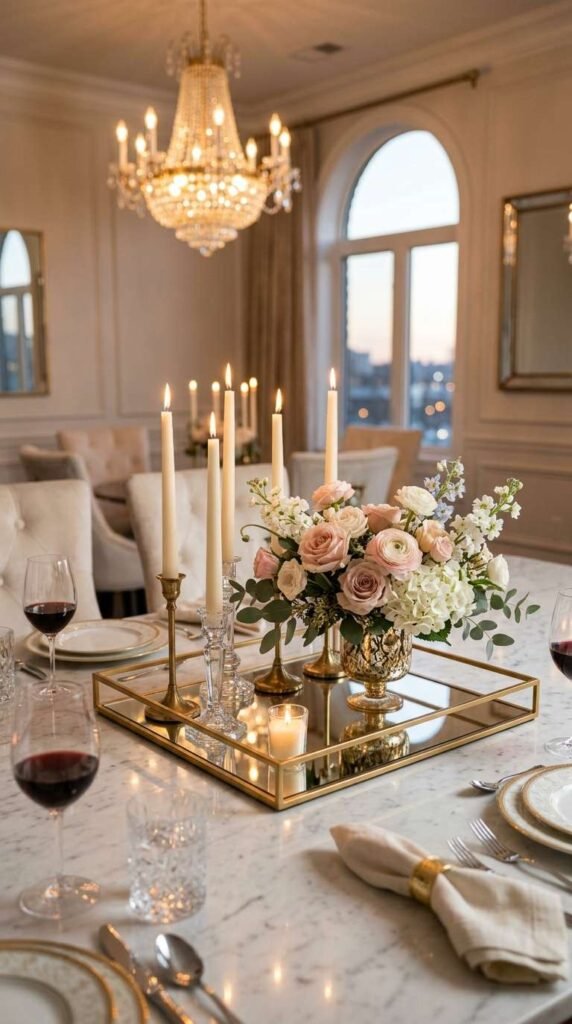 Mirrored Tray Centerpiece