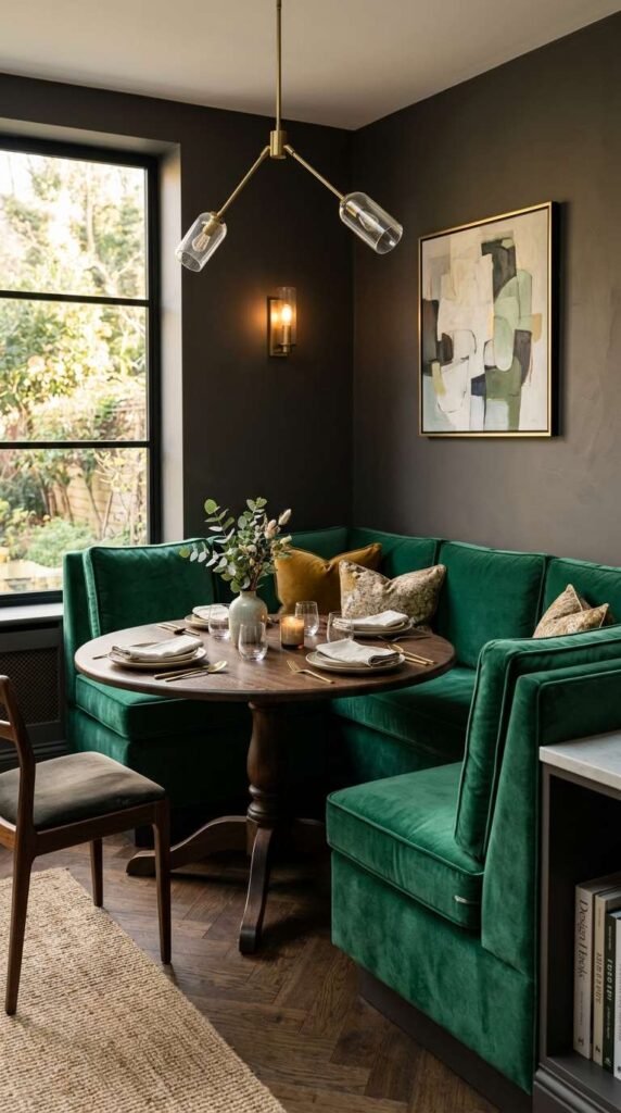 Custom Built-In Banquette in Luxe Fabric