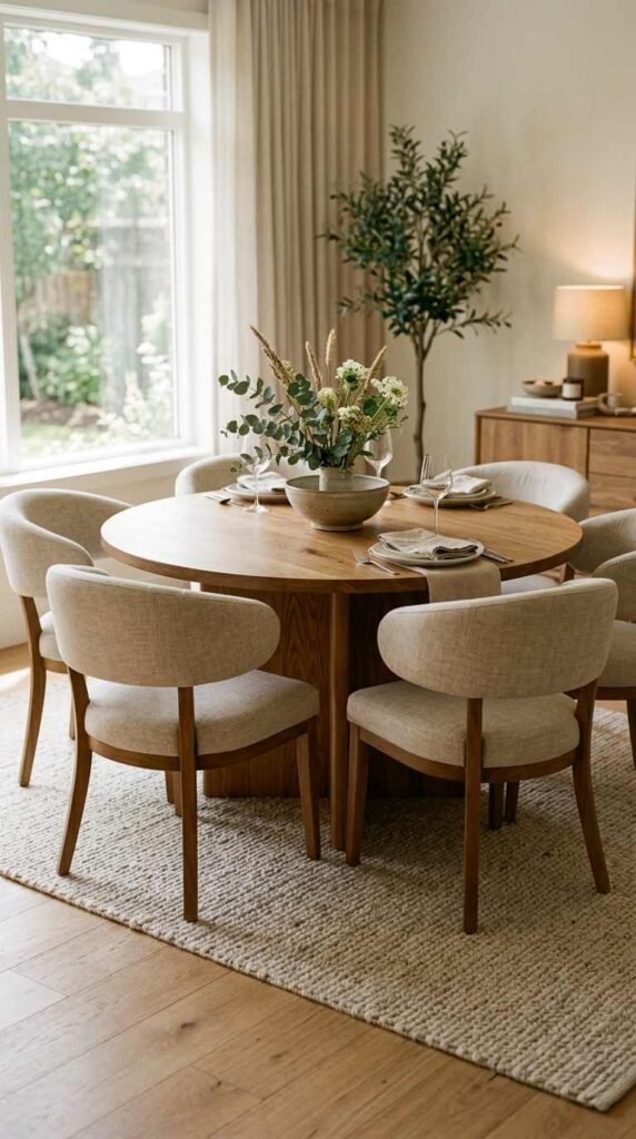 Upholstered Chairs Around a Round Table
