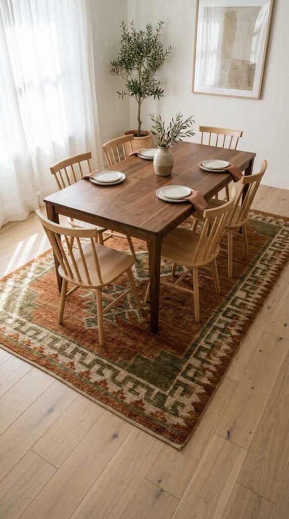 Wool Area Rug in Earth Tones
