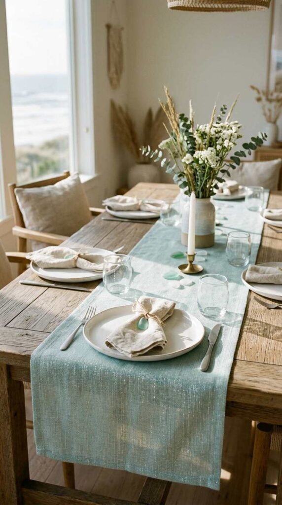 A Sea Glass Table Runner Adds Subtle Shimmer